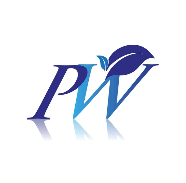 List Wstępny Logo Leaf Kolorowym Niebieskim Logo Przyrody Środowiska Logo — Wektor stockowy