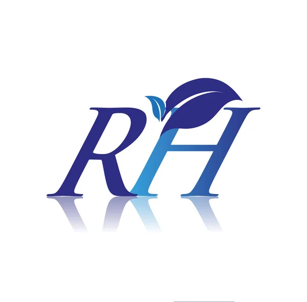 頭文字のRh葉のロゴ 色の青の性質と環境のロゴと ビジネスと会社のアイデンティティのためのベクトルロゴ — ストックベクタ