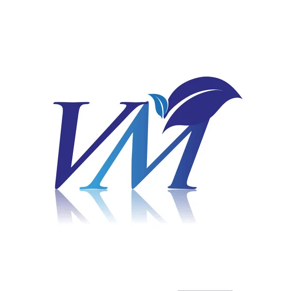 Scrisoarea Inițială Logo Frunzelor Natura Albastră Colorată Logo Mediului Logo — Vector de stoc