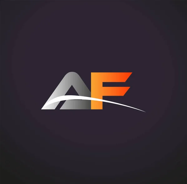 Anfangsbuchstabe Logo Firmenname Farbig Grau Und Orange Swoosh Design Isoliert — Stockvektor