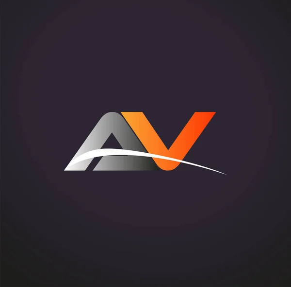 Letra Inicial Logotipo Nombre Empresa Color Gris Naranja Swoosh Diseño — Archivo Imágenes Vectoriales