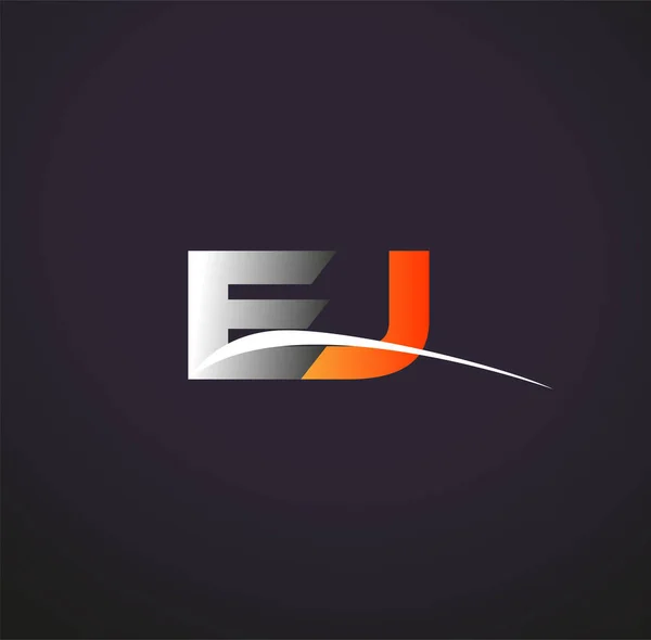 Lettre Initiale Logotype Entreprise Nom Coloré Gris Orange Swoosh Design — Image vectorielle