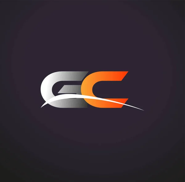 Lettre Initiale Logotype Nom Entreprise Couleur Gris Orange Swoosh Design — Image vectorielle