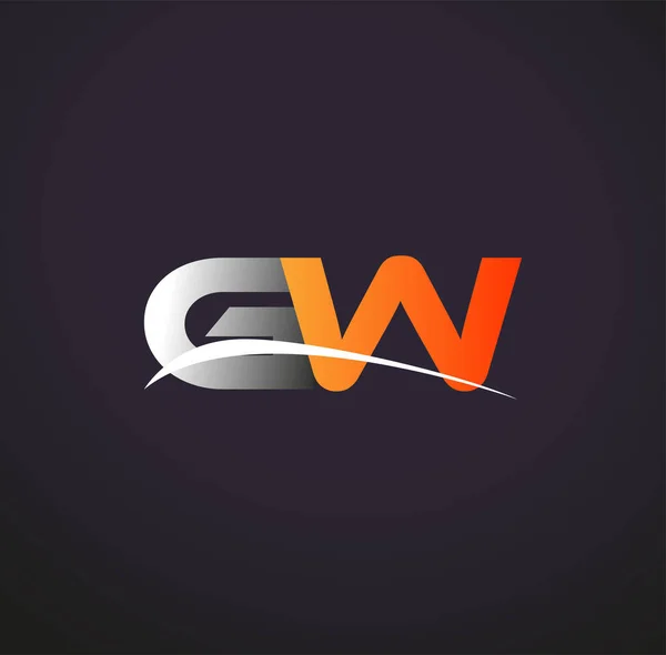 Lettre Initiale Logo Nom Entreprise Couleur Gris Orange Swoosh Design — Image vectorielle