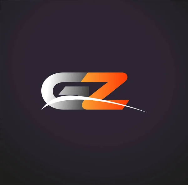 Początkowa Litera Logotyp Nazwa Firmy Kolorowy Szary Pomarańczowy Projekt Swoosh — Wektor stockowy