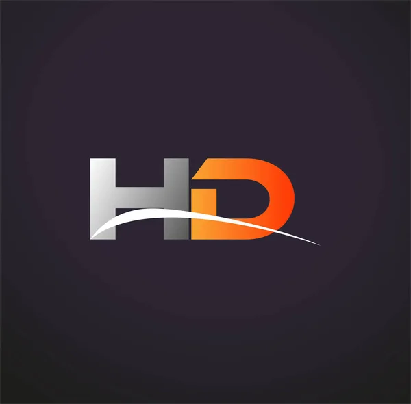 Počáteční Písmeno Logotyp Název Společnosti Barevné Šedé Oranžové Swoosh Design — Stockový vektor