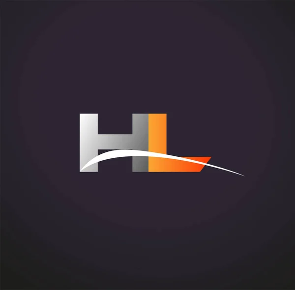 Harf Logotype Şirket Adı Renkli Gri Turuncu Swoosh Tasarımı Siyah — Stok Vektör