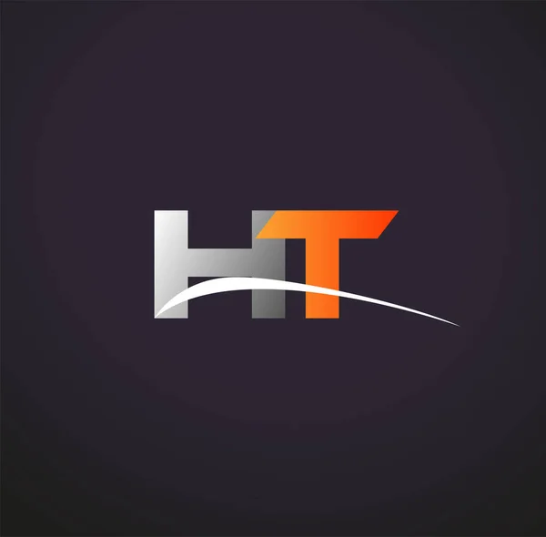 Harf Logotype Şirketi Renkli Gri Turuncu Çizim Siyah Arkaplanda Izole — Stok Vektör