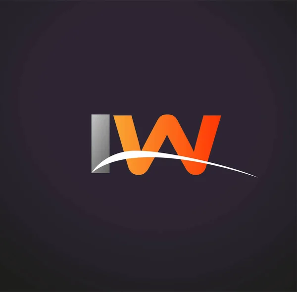 Letra Inicial Logotipo Nome Empresa Colorido Design Cinza Laranja Swoosh —  Vetores de Stock