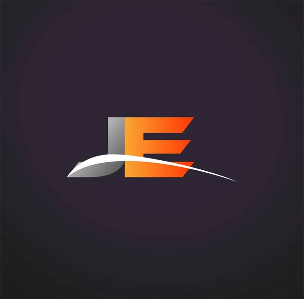 Letra Inicial Logotipo Nombre Empresa Color Gris Naranja Swoosh Diseño — Vector de stock