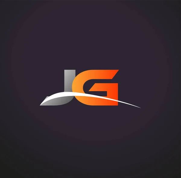 Lettre Initiale Logotype Entreprise Nom Coloré Gris Orange Swoosh Design — Image vectorielle