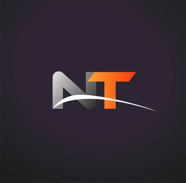Начальная Буква Логотип Компании Название Цветной Серый Оранжевый Дизайн Swoosh — стоковый вектор