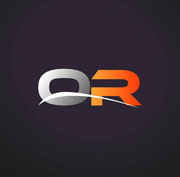 Första Bokstaven Eller Logotyp Företagsnamn Färgad Grå Och Orange Swoosh — Stock vektor