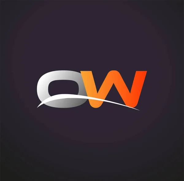 Carta Inicial Logotipo Nome Empresa Colorido Cinza Laranja Design Swoosh — Vetor de Stock