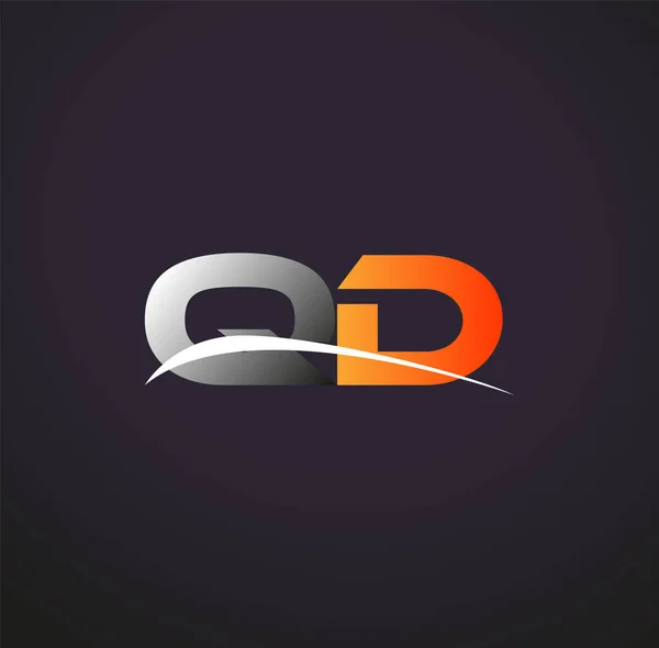 Harf Logotype Şirket Adı Renkli Gri Turuncu Swoosh Tasarımı Siyah — Stok Vektör