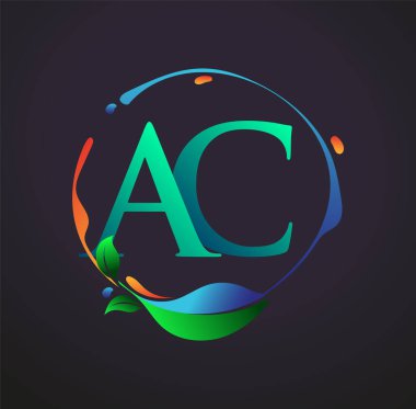 Doğa elementleri logosu, renkli doğa ve çevre logosu olan ilk harf AC. iş ve şirket kimliği için vektör logosu.