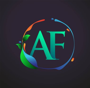 Doğal elementler logosu, renkli doğa ve çevre logosu olan ilk harf AF. iş ve şirket kimliği için vektör logosu.