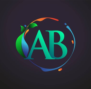 İlk harf AB doğa unsurları logosu, renkli doğa ve çevre logosu. iş ve şirket kimliği için vektör logosu.