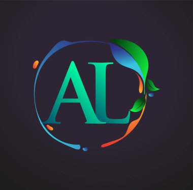 Doğal elementler logosu, renkli doğa ve çevre logosu olan ilk harf AL. iş ve şirket kimliği için vektör logosu.