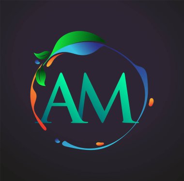 Doğa elementleri logosu, renkli doğa ve çevre logosu olan ilk harf AM. iş ve şirket kimliği için vektör logosu.