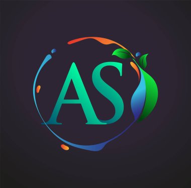 Doğa elementleri logosu, renkli doğa ve çevre logosu olan ilk harf AS. iş ve şirket kimliği için vektör logosu.