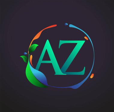 Doğa elementleri logosu, renkli doğa ve çevre logosu olan ilk harf AZ. iş ve şirket kimliği için vektör logosu.