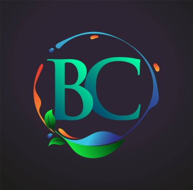 Doğa elementleri logosu, renkli doğa ve çevre logosu içeren ilk harf BC. iş ve şirket kimliği için vektör logosu.