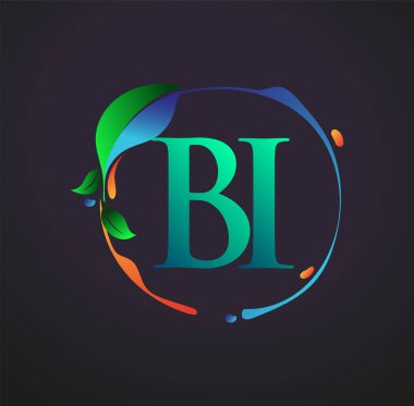 Doğal elementler logosu, renkli doğa ve çevre logosu olan ilk harf BI. iş ve şirket kimliği için vektör logosu.