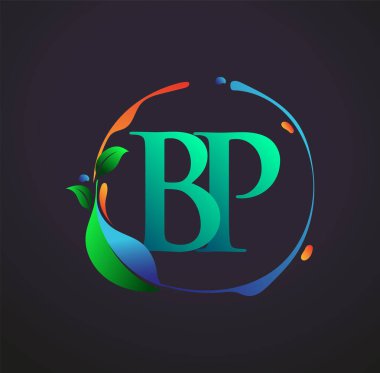Doğal elementler logosu, renkli doğa ve çevre logosu olan ilk harf BP. iş ve şirket kimliği için vektör logosu.
