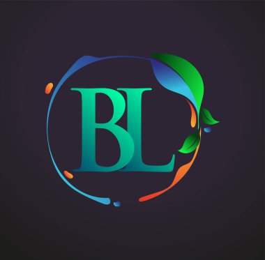 Doğa elementleri logosu, renkli doğa ve çevre logosu olan ilk harf BL. iş ve şirket kimliği için vektör logosu.