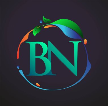 Doğa elementleri logosu, renkli doğa ve çevre logosu olan ilk harf BN. iş ve şirket kimliği için vektör logosu.