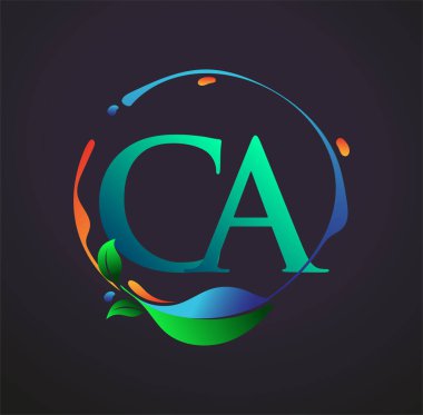 Doğal elementler logosu, renkli doğa ve çevre logosu olan ilk harf CA. iş ve şirket kimliği için vektör logosu.
