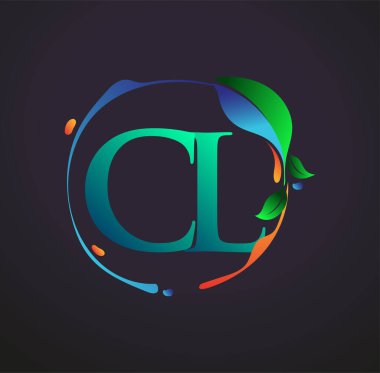 Doğa elementleri logosu, renkli doğa ve çevre logosu olan ilk harf CL. iş ve şirket kimliği için vektör logosu.