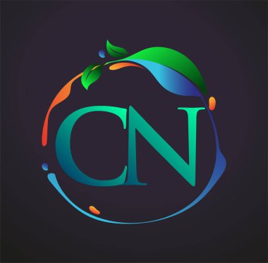Doğal elementler logosu, renkli doğa ve çevre logosu olan ilk harf CN. iş ve şirket kimliği için vektör logosu.