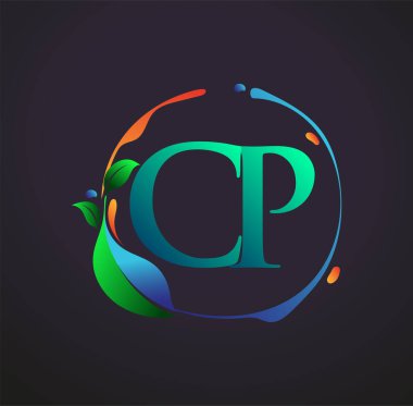 Doğal elementler logosu, renkli doğa ve çevre logosu olan ilk harf CP. iş ve şirket kimliği için vektör logosu.
