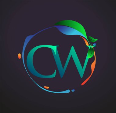 Doğal elementler logosu, renkli doğa ve çevre logosu olan ilk harf CW. iş ve şirket kimliği için vektör logosu.