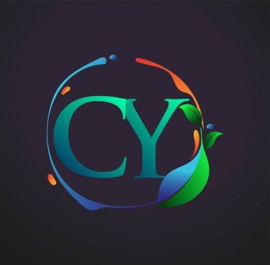 Doğal elementler logosu, renkli doğa ve çevre logosu olan ilk harf CY. iş ve şirket kimliği için vektör logosu.