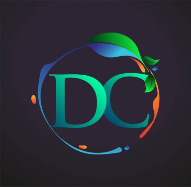 Doğa elementleri logosu, renkli doğa ve çevre logosu olan ilk harf DC. iş ve şirket kimliği için vektör logosu.