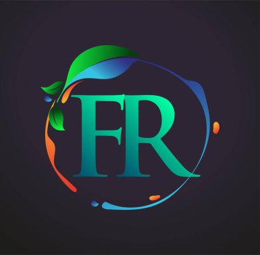 Doğal elementler logosu, renkli doğa ve çevre logosu olan ilk harf FR. iş ve şirket kimliği için vektör logosu.