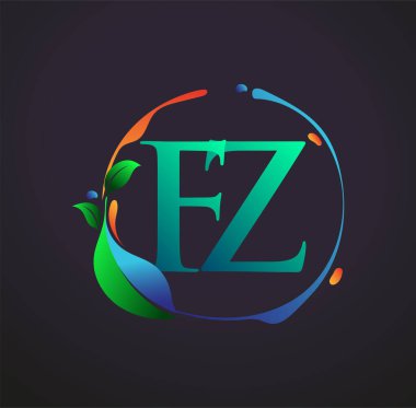 Doğal elementler logosu, renkli doğa ve çevre logosu olan ilk harf FZ. iş ve şirket kimliği için vektör logosu.