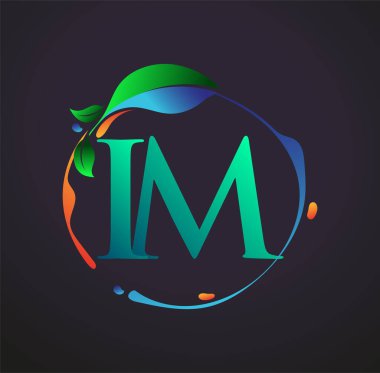 Doğa elementleri logosu, renkli doğa ve çevre logosu olan ilk Mektup IM. iş ve şirket kimliği için vektör logosu.