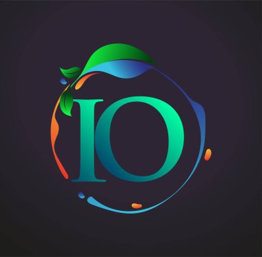 Doğa elementleri logosu, renkli doğa ve çevre logosu içeren ilk Harf IO. iş ve şirket kimliği için vektör logosu.