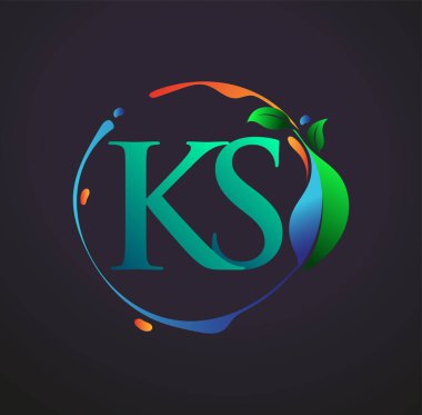 Doğa elementleri logosu, renkli doğa ve çevre logosu olan ilk harf KS. iş ve şirket kimliği için vektör logosu.