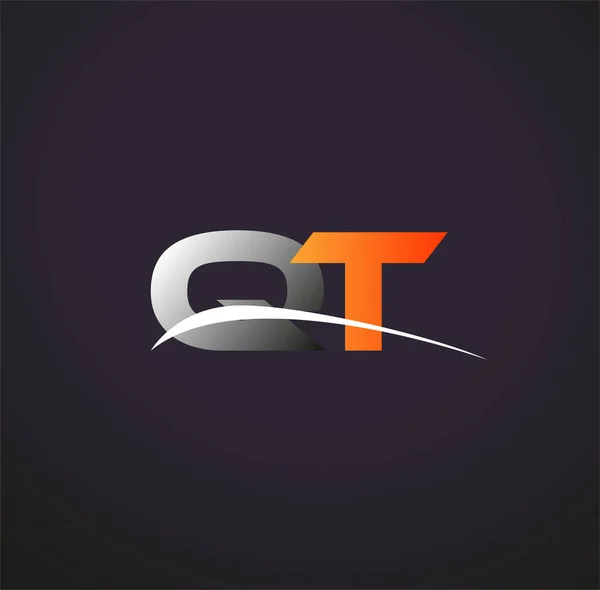 Lettera Iniziale Logotipo Nome Della Società Colore Grigio Arancione Swoosh — Vettoriale Stock