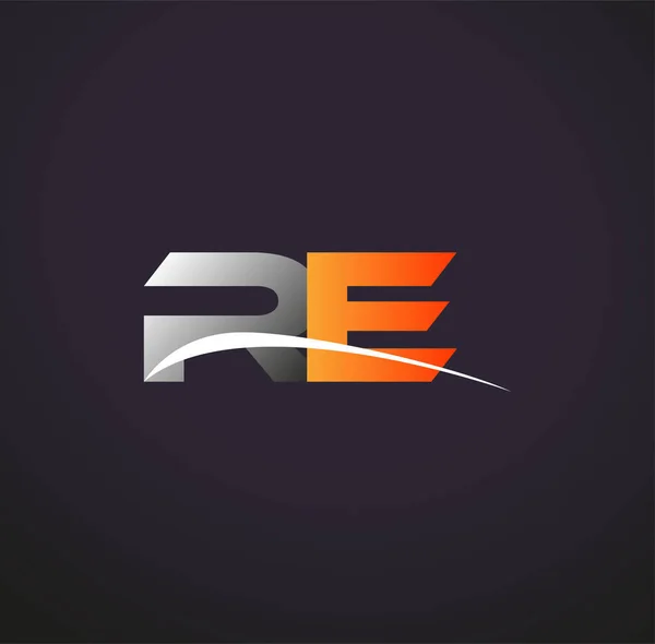 Initiële Letter Logotype Bedrijfsnaam Gekleurd Grijs Oranje Swoosh Ontwerp Geïsoleerd — Stockvector