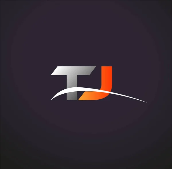 Harf Logotype Şirketi Renkli Gri Turuncu Renk Desenli Siyah Arkaplanda — Stok Vektör