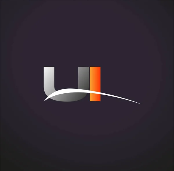 Litera Inițială Logotip Numele Companiei Culoare Gri Portocaliu Swoosh Design — Vector de stoc