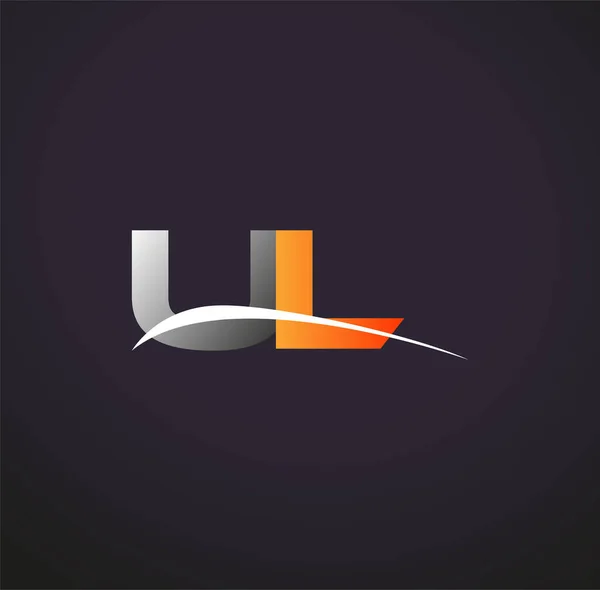 Litera Inițială Logotip Numele Companiei Culoare Gri Portocaliu Swoosh Design — Vector de stoc