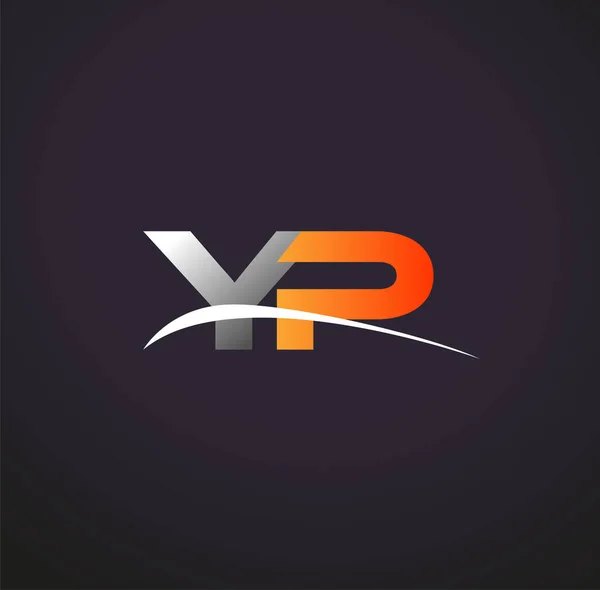 Początkowa Litera Logotyp Nazwa Firmy Kolorowy Szary Pomarańczowy Projekt Swoosh — Wektor stockowy