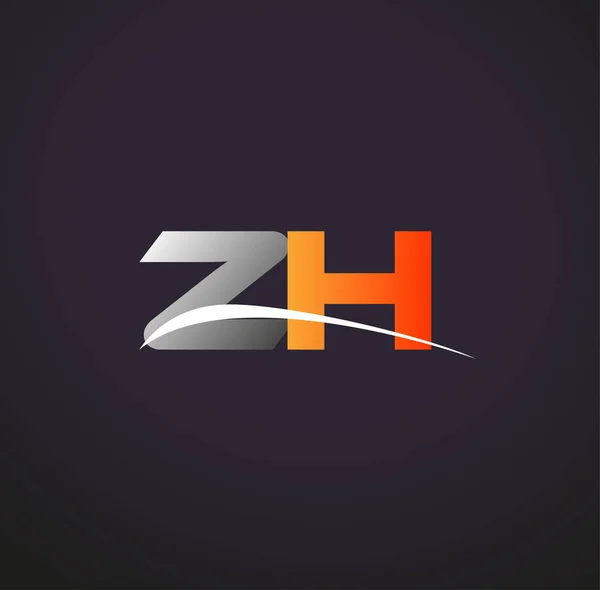 Anfangsbuchstabe Logo Firmenname Farbig Grau Und Orange Swoosh Design Isoliert — Stockvektor